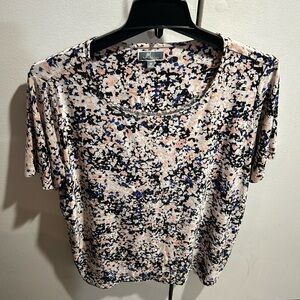 JM COLLECTION WOMAN, SIZE 2X, PEACH, BLUE, & BLACK WITH SILVER BEADS
